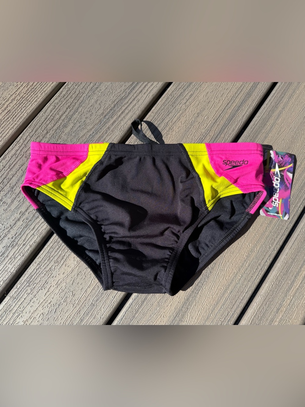 Speedo Men’s Neon Color-Block Swim Briefs Size 32 NWT